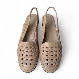 Covington Women’s Cane Design Tan Leather Slingback Loafers, Sz 11M